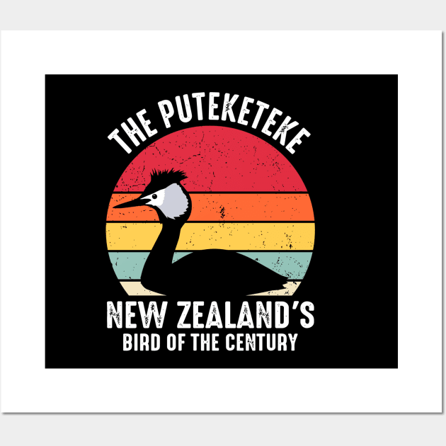 Funny Puteketeke New Zealand's Bird Of The Century Vintage Wall Art by rhazi mode plagget